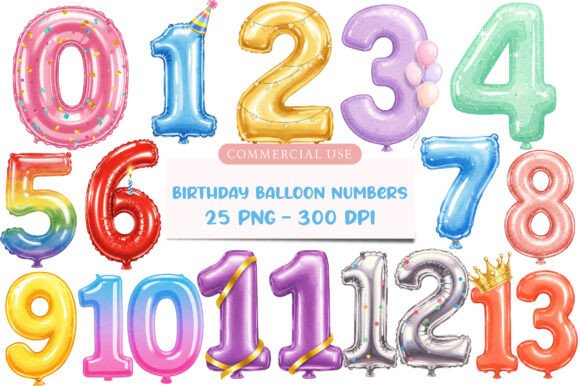 Download Happy Birthday Balloon Numbers Clipart - Number Collection